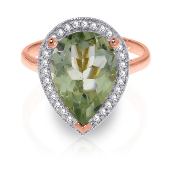 Galaxy Gold Products Jewelry - RING WITH NATURAL DIAMONDS & GREEN AMETHYST